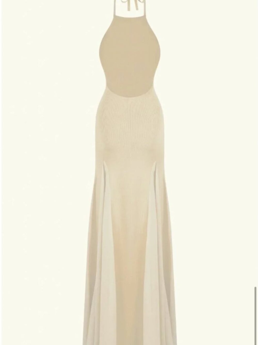 ✨ SALE Meshki Soleil Knit And Mesh Halter Maxi Dress Small Cream Wedding Event - Picture 6 of 14